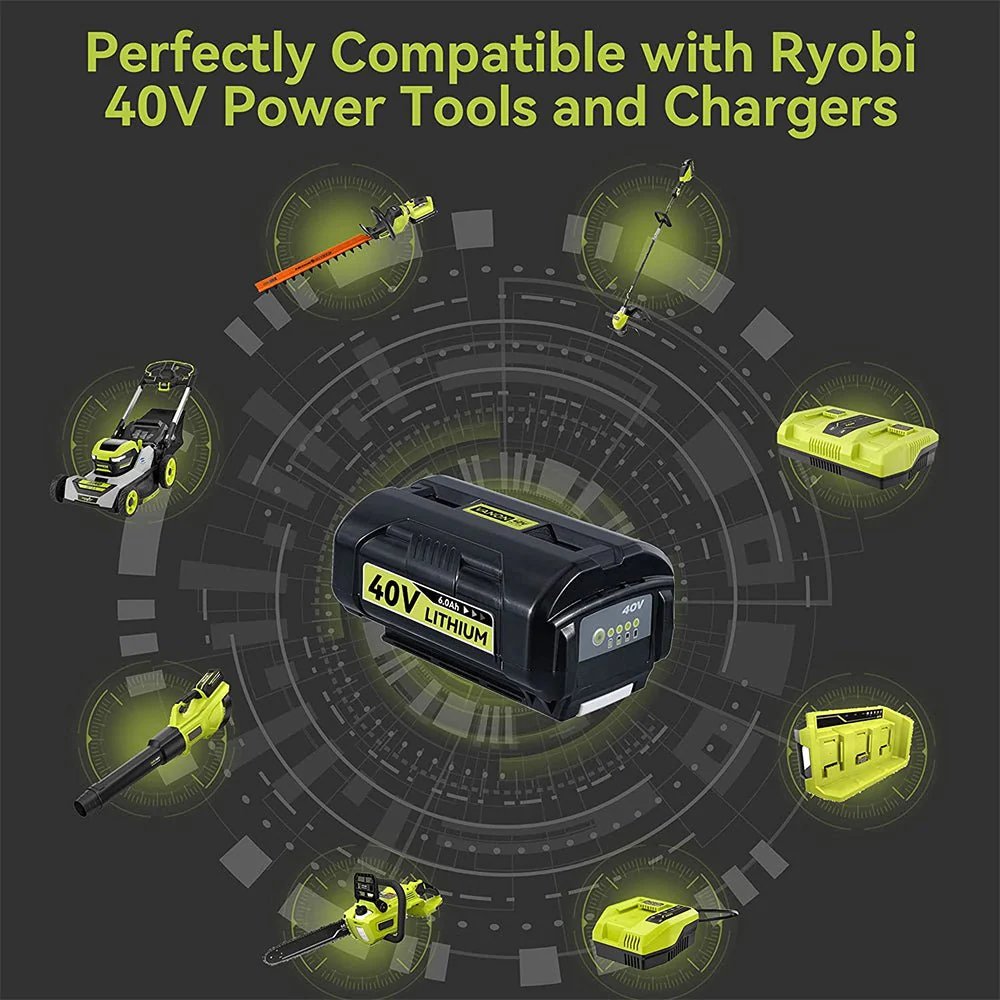 6.0AH 40V Lithium-Ion Battery For Ryobi Tools – Extended Capacity, 5 Year Warranty
