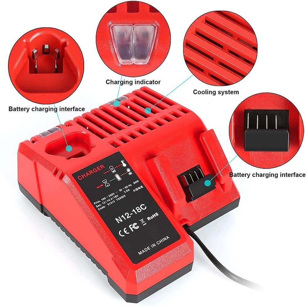 2-Pack 6.0Ah Lithium-Ion Battery For Milwaukee M18 Tools - Replacement For 48-11-1850