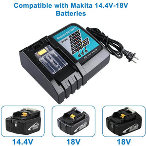 2 Pack For 18V 5.0Ah Makita BL1850 Battery Replacement & For Makita DC18RC 6A 14.4V-18V Charger