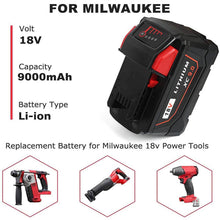 2 Pack For Milwaukee 18V M18 9.0Ah Li-ion Battery Replacement & For Milwaukee 12V-18V Lithium Battery Charger