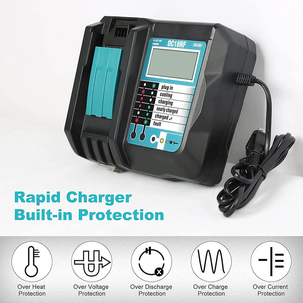 for Makita DC18RF/RC Li-ion Rapid Battery Charger | 14.4V-18V with Digital Display