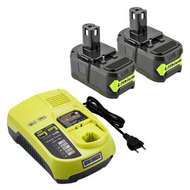 ２ Pack For Ryobi 18V 5.0Ah Battery with charger | P108 5.0Ah Li-ion One Plus  Replacement