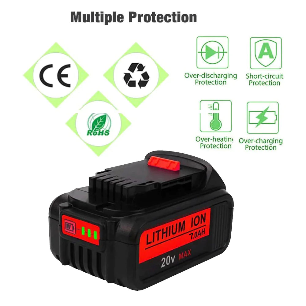 9.0Ah Replacement Li-ion Battery DCB200 DCB180 for Dewalt 20V Power Tools  DCB203 DCB184 DCB205