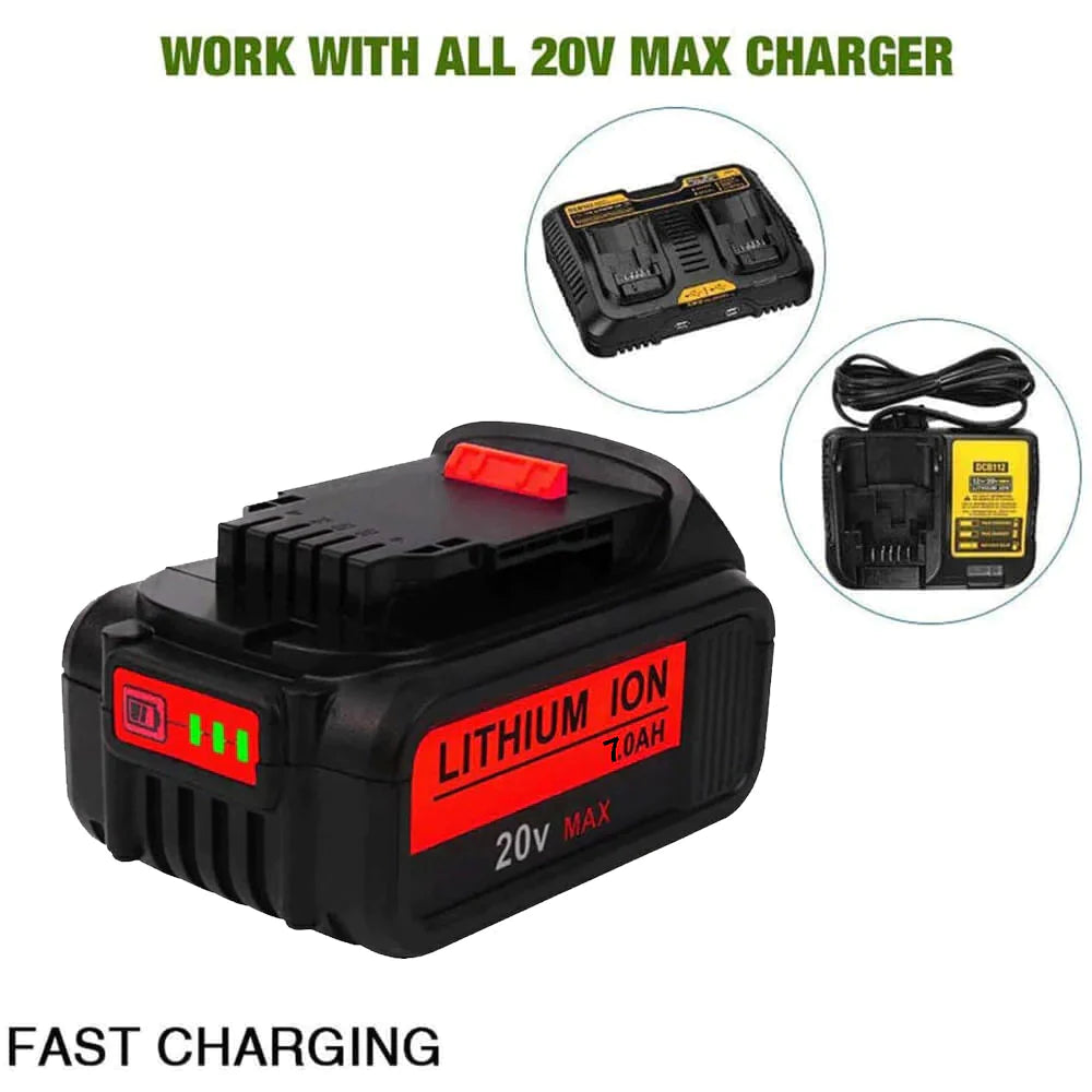 2 Pack Battery For DeWalt 20V 20 Volt 6.0Ah Max DCB200 DCB206 DCB180 Replacement