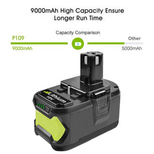 2 Pack 9.0Ah For Ryobi 18V P108 Battery replacement | High Capacity Li-ion Battery