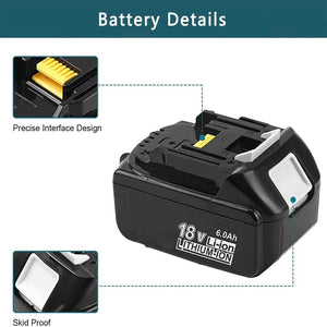 For 18V Makita Battery Replacement | BL1830 BL1840 6000mAh Li-ion Battery