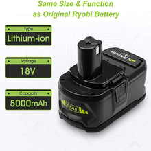 For 18V Ryobi Battery Replacement | P108 5.0Ah Li-ion Battery