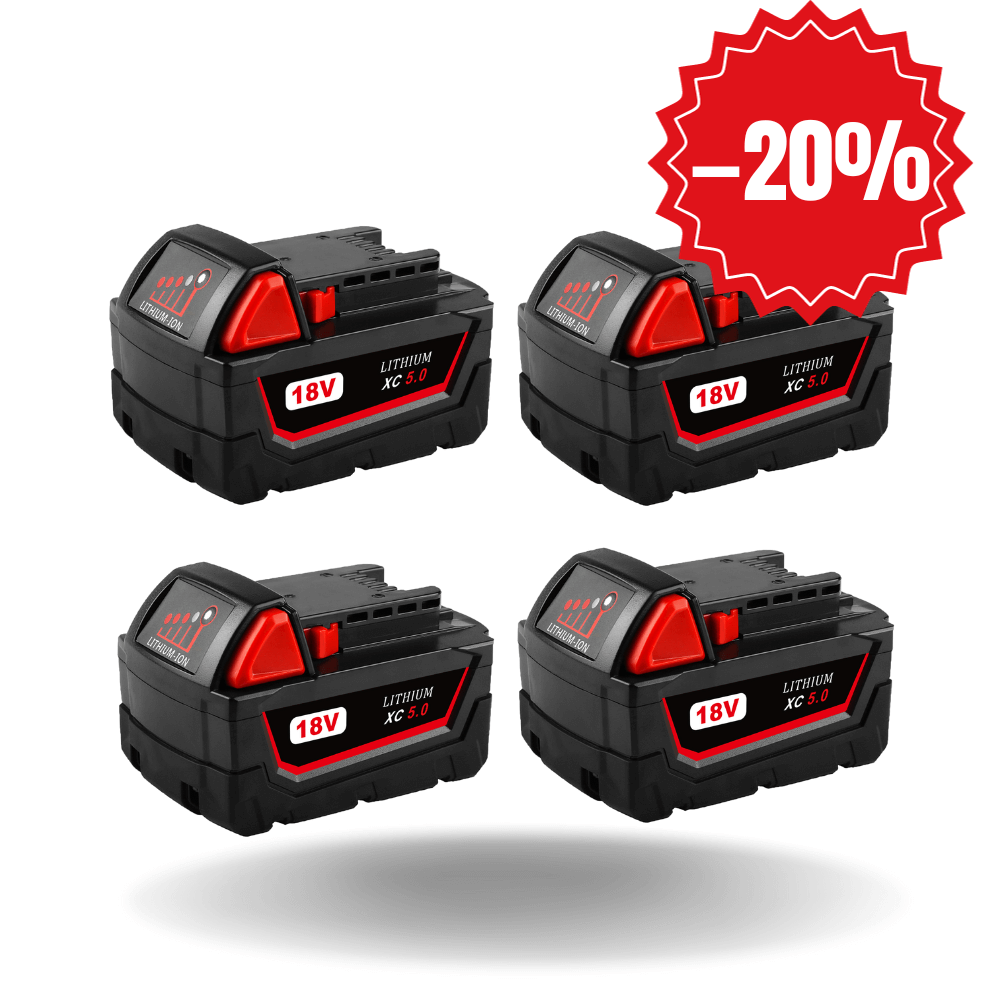 VANON FOR MILWAUKEE M18 Battery 18V 5000mAh Li-ion Black &Red 4 Pack