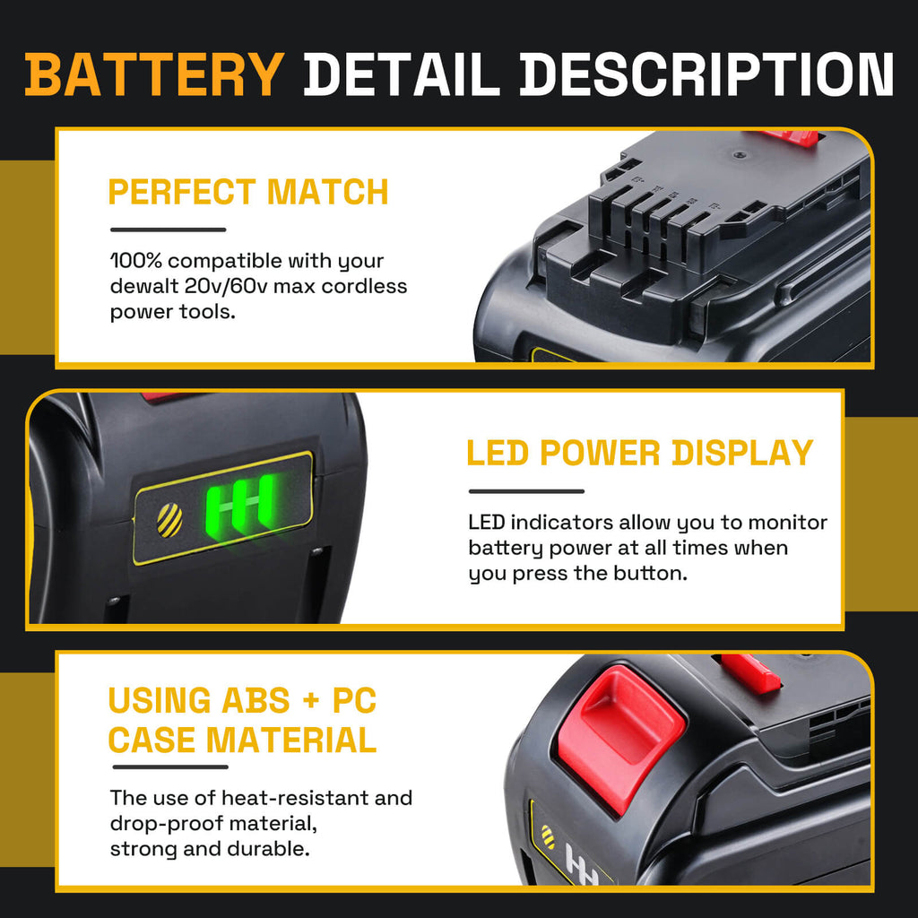 SKYON DCB609 9Ah 20V/60V MAX Battery For DeWalt DCB606 & More - 5 Year Warranty 6 thumbnail image