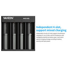 Vanon MC4S 4 slots 18650/26650/21700 battery charger