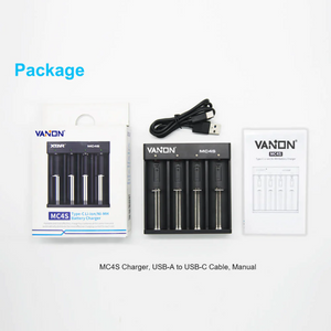 Vanon MC4S 4 slots 18650/26650/21700 battery charger