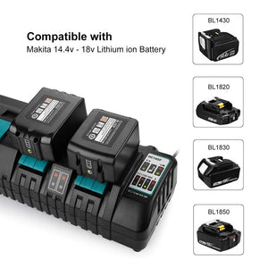 2 Pack For 18V 5.0Ah Makita BL1850B Battery Replacement & 4-Port 18V Lithium-Ion Charger DC18SF
