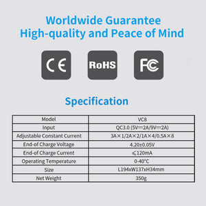 Vanon intelligent charger VC8 max 3A fast charger 18650 20700 21700 26650 Li-ion/Ni-MH / Ni-CD battery charger