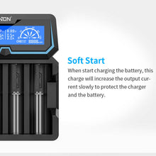 Vanon X4 18650 li ion battery smart charger with power bank function LCD charger