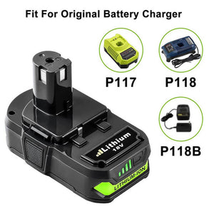 For Ryobi 18V Battery Replacement | P102 P108 3.0Ah Li-ion Battery