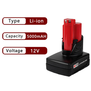 For Milwaukee M12 12V Battery Replacement | 5.0Ah Li-ion Battery 3 Pack