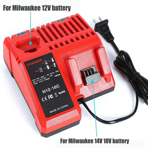 2 Pack For Milwaukee 18V M18 9.0Ah Li-ion Battery Replacement & For Milwaukee 12V-18V Lithium Battery Charger