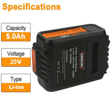 For Dewalt 20V Battery Replacement | DCB205 5.0Ah Lithium Ion Battery 2 Pack