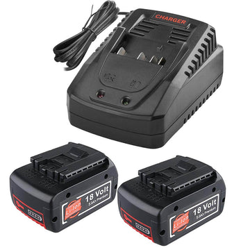 2 Pack For 18V 5.0Ah Bosch BAT610G Battery Replacement & For Bosch 14.4V -18V Lithium Ion Battery Charger AL1820CV