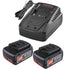 2 Pack For 18V 5.0Ah Bosch BAT610G Battery Replacement & For Bosch 14.4V -18V Lithium Ion Battery Charger AL1820CV