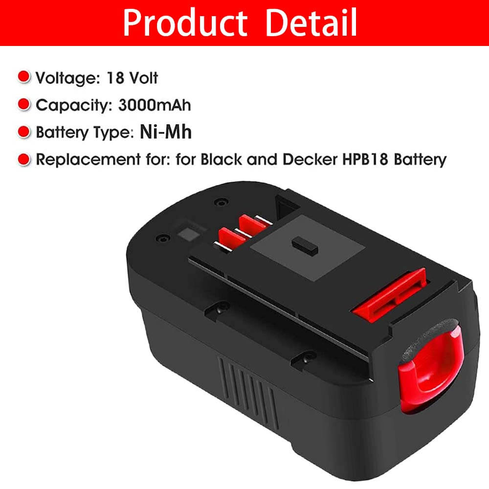 For Black & Decker 18V Battery Replacement  HPB18 3.0Ah Ni-MH Firesto –  Battery Factory Outlet