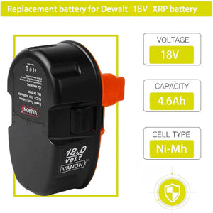For Dewalt 18V XRP Battery 4.6Ah Replacement | DC9096 DC9099 Ni-Mh battery New Upgraded 2 Pack