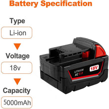 For Milwaukee M18 18V 5.0Ah Battery Replacement | 5.0Ah Li-ion Battery 4 Pack