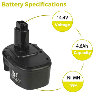 For 14.4V Dewalt Battery Replacement | DC9091 4600mAh Ni-MH Battery