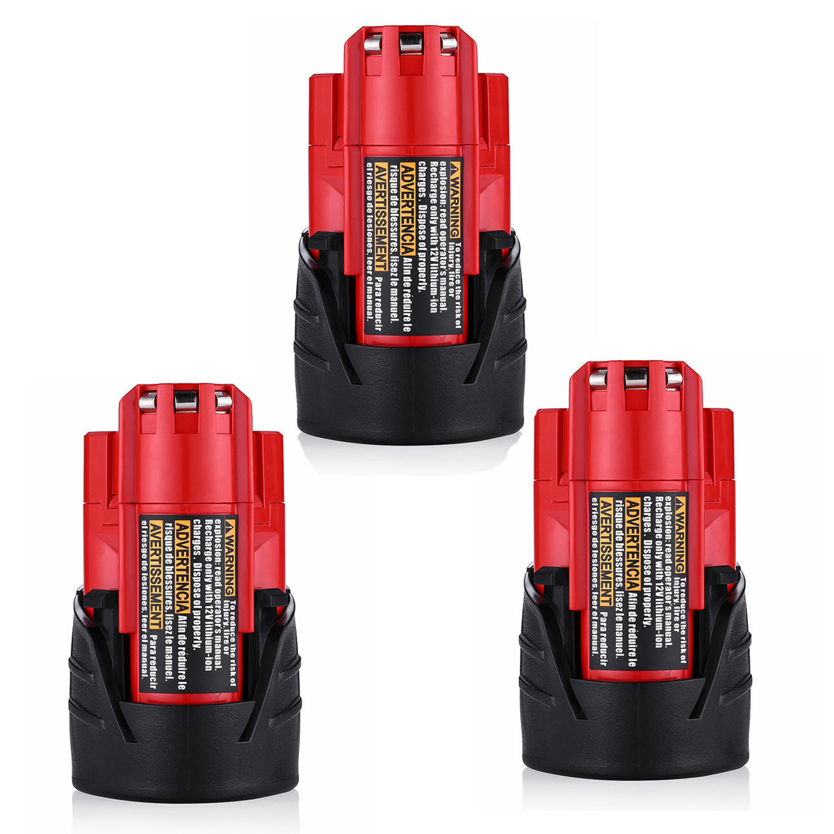 Milwaukee 12V | Milwaukee 12V 2.5Ah Battery | 12V 2.5Ah Battery | Milwaukee 12V 2.5Ah Battery Replacement | 48-11-2411 48-11-2420 48-11-2401 | three