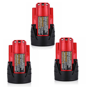 Milwaukee 12V | Milwaukee 12V 2.5Ah Battery | 12V 2.5Ah Battery | Milwaukee 12V 2.5Ah Battery Replacement | 48-11-2411 48-11-2420 48-11-2401 | three