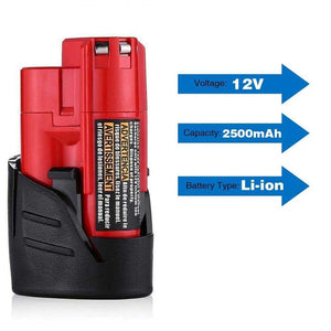 For Milwaukee 12V 2.5Ah Battery Replacement | 48-11-2411 48-11-2420 48-11-2401