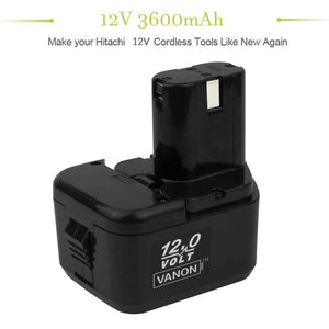 2 Pack For 12V Hikoki(Hitachi) Battery Replacement | EB1212S 3600mAh Ni-MH Battery
