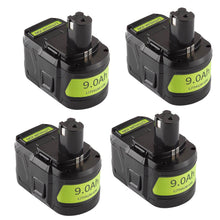 For 18V Ryobi Battery Replacement | P108 9.0Ah Li-ion Battery 4 Pack
