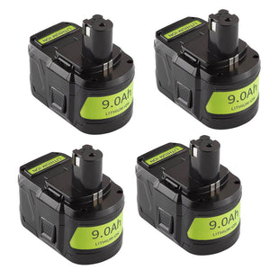For 18V Ryobi Battery Replacement | P108 9.0Ah Li-ion Battery 4 Pack