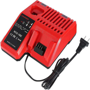 2 Pack For Milwaukee 18V M18 6.0Ah Li-ion Battery Replacement & For Milwaukee 12V-18V Lithium Battery Charger