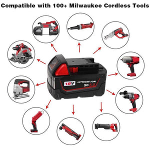 For Milwaukee M18 18V 5.0Ah Battery Replacement | 5.0Ah Li-ion Battery 4 Pack
