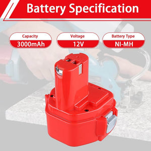 For 12V Makita Battery Replacement | 1220 3000mAh Ni-MH Battery