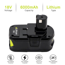 2 Pack For Ryobi 18V P104 6.0Ah Battery & For Ryobi One Plus Battery Charger