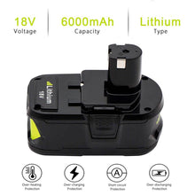 For 18V Ryobi Battery Replacement | P108 130429054 6.0Ah Li-ion Battery