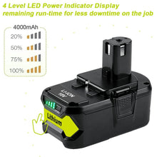 For 18V Ryobi Battery Replacement |  P108 P104 4000mAh Li-ion Battery