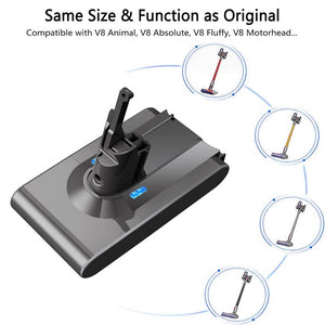 For Dyson V8 Battery Replacement | 21.6V 6400mAh Lithium Battery | For Dyson V8 Absolute Animal Vacuum Handheld Cleaner Battery