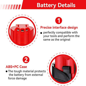 For Milwaukee Battery 12V 3.5Ah Replacement | 48-11-2411 48-11-2440 48-11-2402 Battery