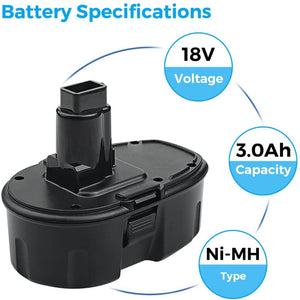 For DeWalt 18V Battery  Replacement | DC9098 3Ah Ni-Mh Battery