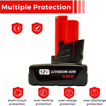 For Milwaukee M12 Battery Replacement | Milwaukee 12V 6.0Ah Li-ion Battery 3 Pack