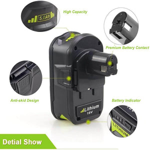 For 18V Ryobi Battery Replacement | P108 5.0Ah Li-ion Battery