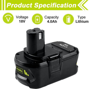 2 Pack For 18V Ryobi Battery Replacement | P108 P104 4000mAh Li-ion Battery