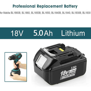 2 Pack For 18V 5.0Ah Makita BL1850 Battery Replacement &  Replacement charger for Makita 18V battery charger DC18RD