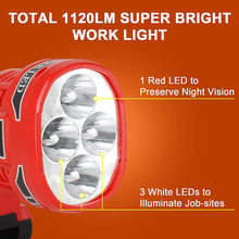 12W 1120LM LED Work Light Powered by Milwaukee M18 Lithium Ion Batteries, Jobsite Spotlight Flashlight with 110 Degree Pivoting Head