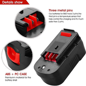 3 Pack For 18V Black & Decker Battery Replacement | HPB18 3600mAh Ni-MH Battery