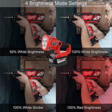 12W 1120LM LED Work Light Powered by Milwaukee M18 Lithium Ion Batteries, Jobsite Spotlight Flashlight with 110 Degree Pivoting Head